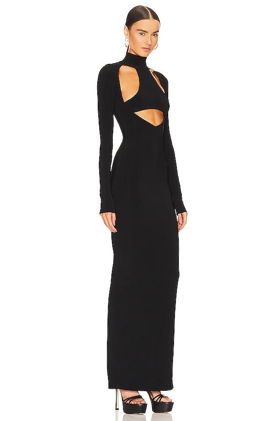 view 2 of 3 Cutout Turtleneck Gown in Black