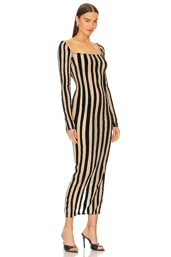 view 2 of 3 VESTIDO LARGO in Nude & Black Velvet