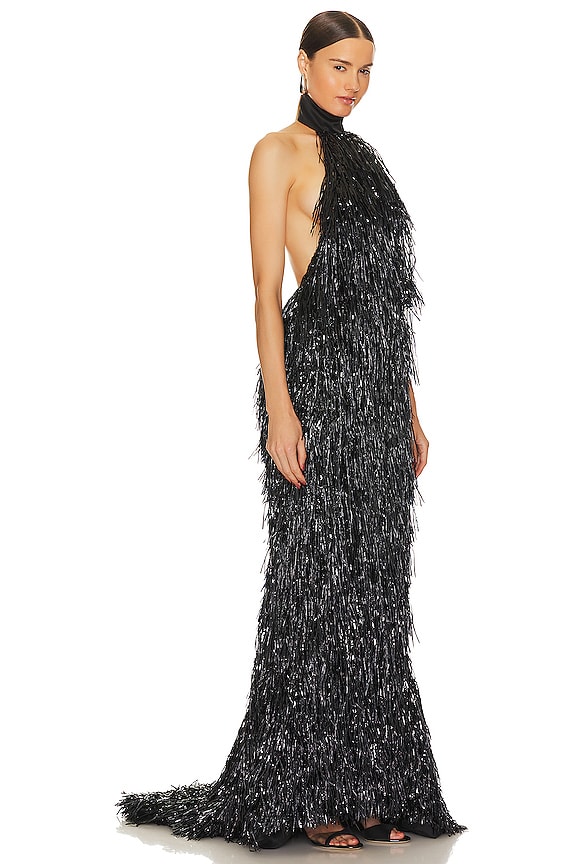 view 2 of 5 ホルターフリンジガウン in Black