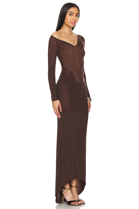 view 2 of 3 Convertible Neckline Gown in Chocolate