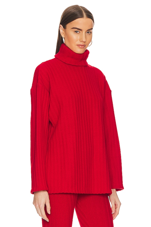 view 2 of 4 Rib Knit Oversized Sweater in Cherry