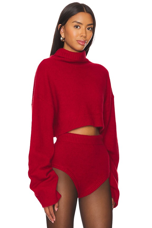 view 2 of 4 Cropped Sweater in Cherry