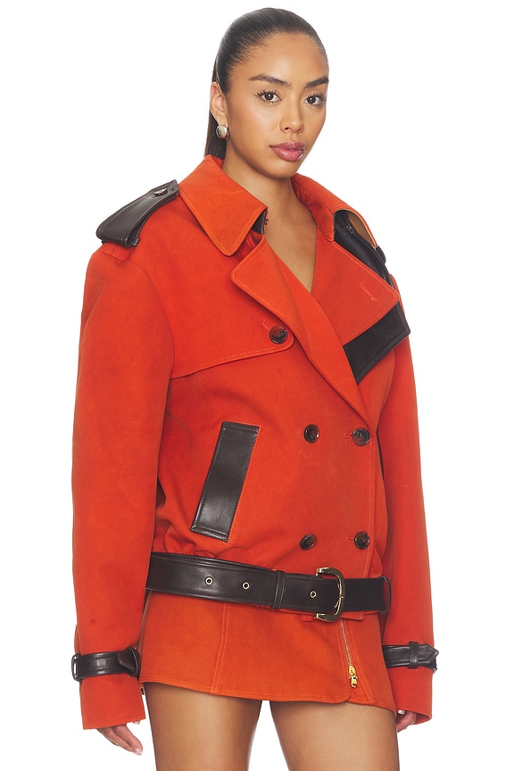 view 2 of 4 Double Breasted Cropped Coat in Burnt Orange