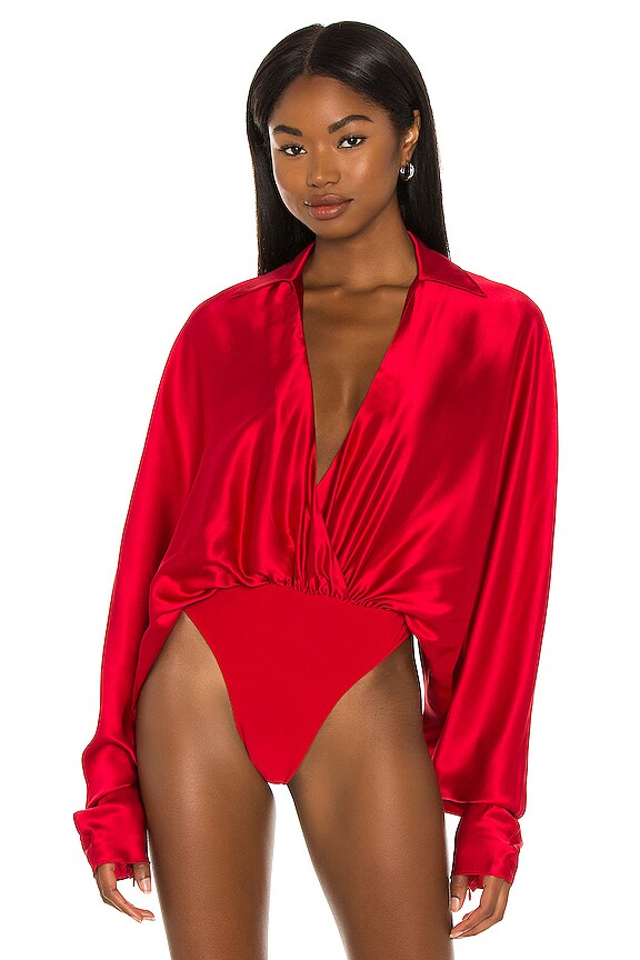 view 2 of 5 Tuxedo Bodysuit in Scarlet