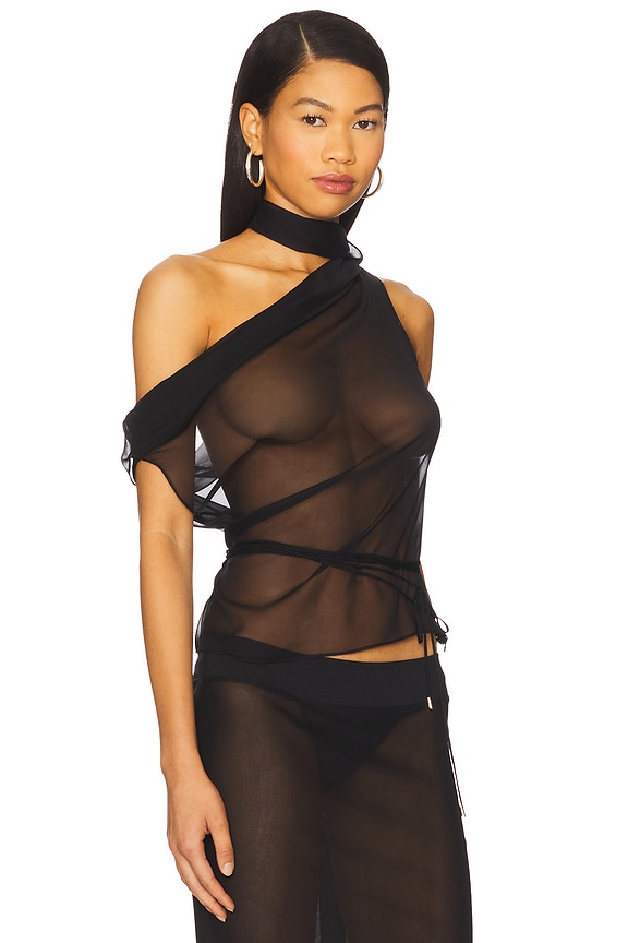 view 2 of 5 TOP IMPRIMÉ FOULARD in Black