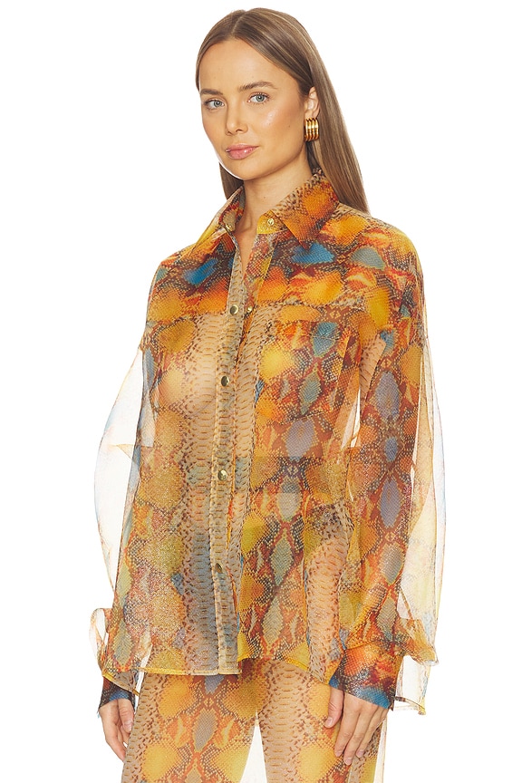 view 2 of 4 CAMISA OVERSIZED BOYFRIEND in Snakeskin Print Organza