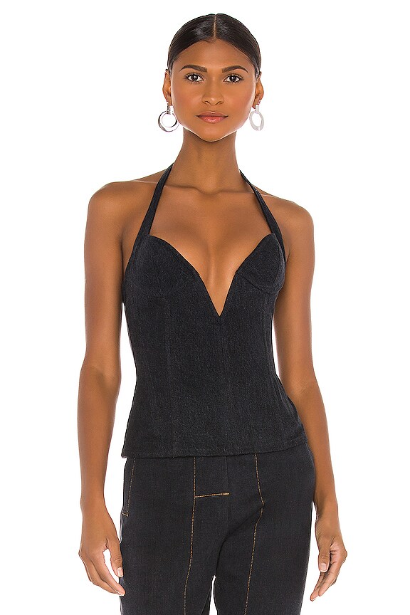 view 2 of 5 x Jordache Plunging Halter Top in Black Denim