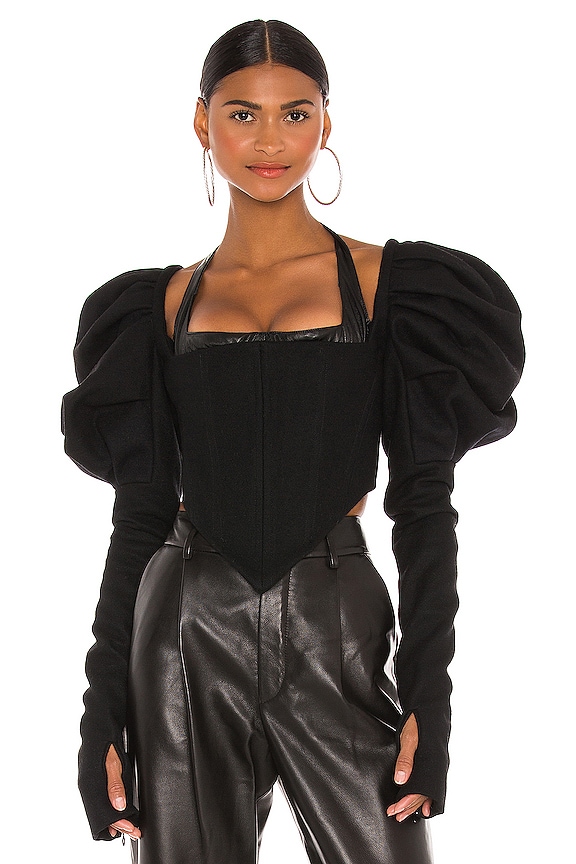 LaQuan Smith Puff Sleeve Top in Black | REVOLVE