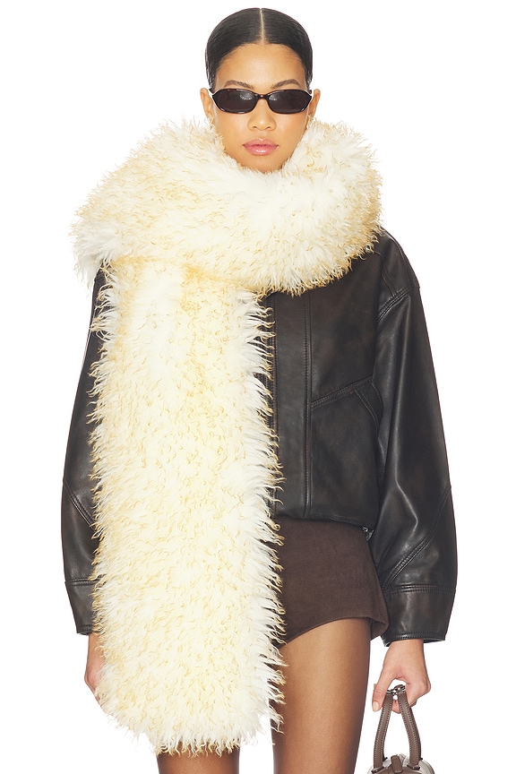 view 1 of 3 Haris Faux Fur Scarf in Ivory