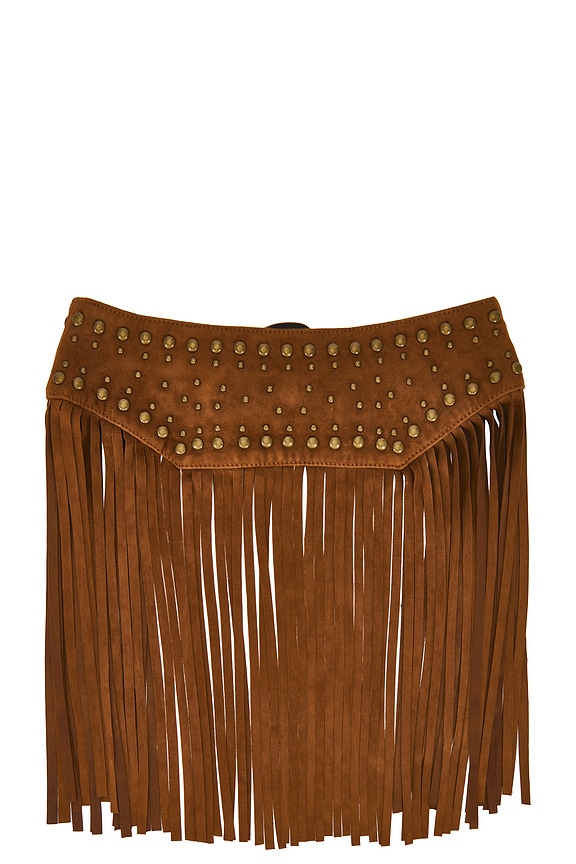 view 2 of 3 x REVOLVE Kace Studded Fringed Suede Double Belt in Distressed Cognac