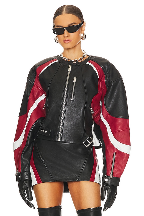 view 2 of 5 Dustin Moto Jacket in Black, Winter White, & Ruby Red
