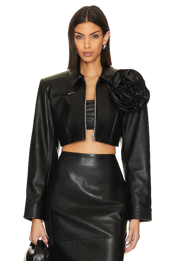 view 1 of 6 Aneesa Flower Applique Jacket in Black