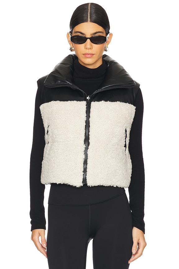 view 2 of 5 BLOUSON SANS MANCHES IMITATION FOURRURE MELICIA in Black & Ecru