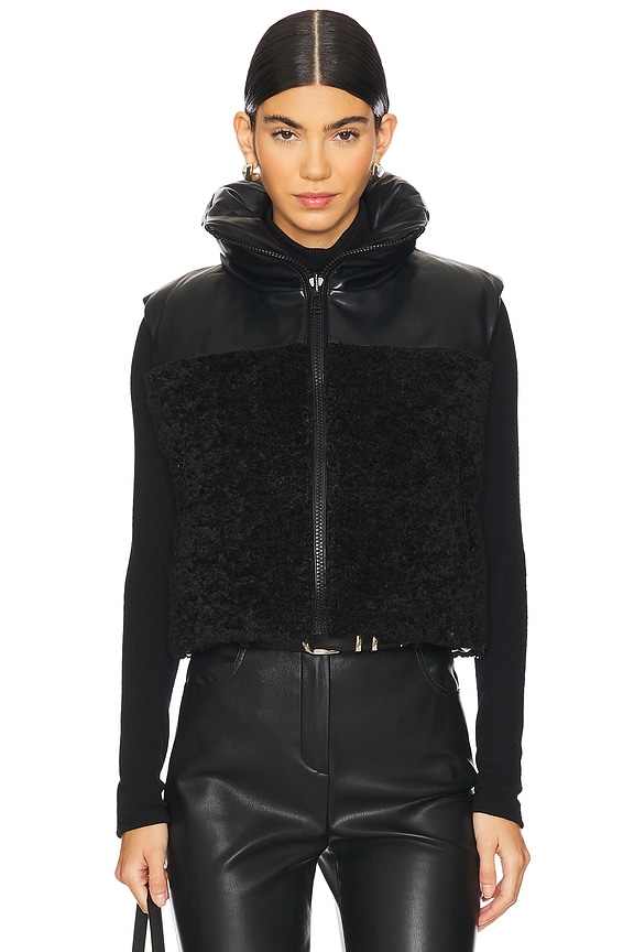 view 2 of 5 BLOUSON SANS MANCHES IMITATION FOURRURE MELICIA in Black