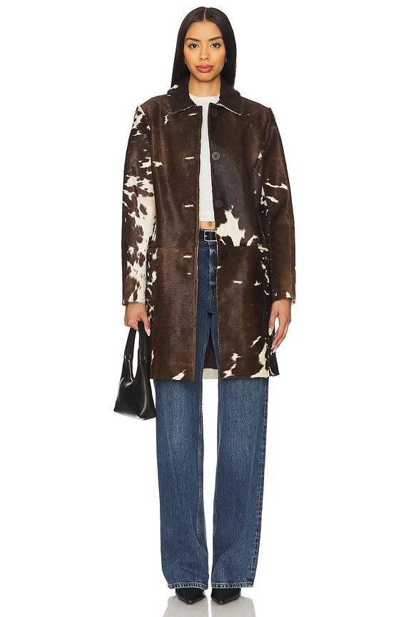 view 1 of 4 x REVOLVE Kendrick Calf Hair Long Coat in Brown