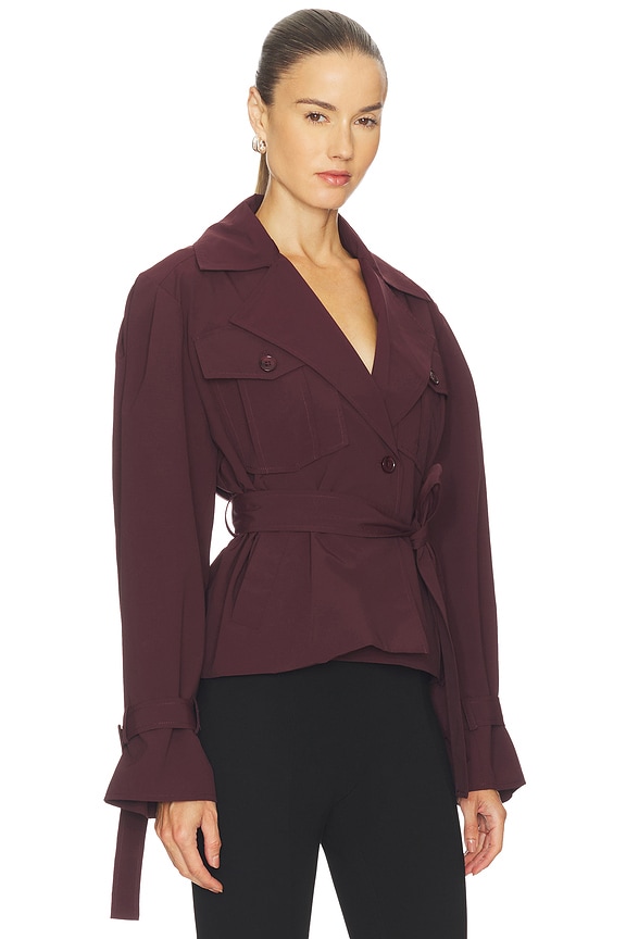 view 2 of 4 ABRIGO QUINN CROPPED TRENCH in Burgundy