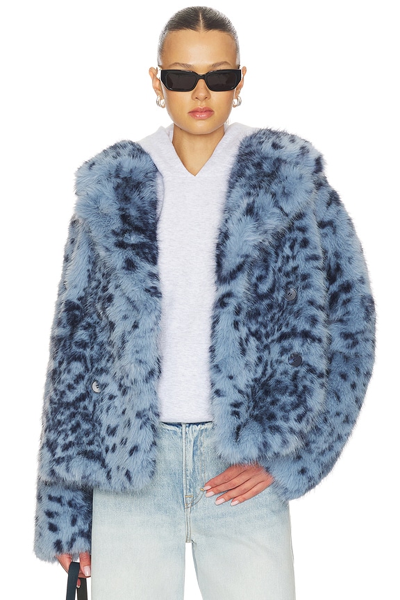view 2 of 5 Ravenna Faux Fur Coat in Blue Leopard