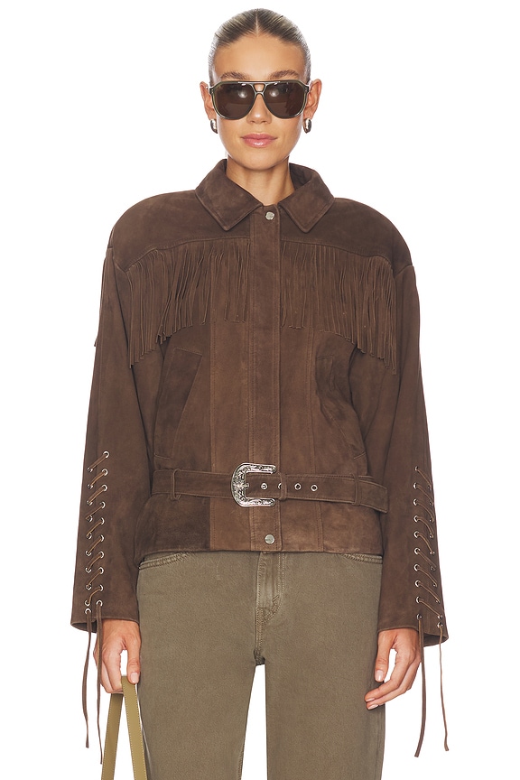 view 2 of 5 Kyel Suede Jacket in Distressed Brown