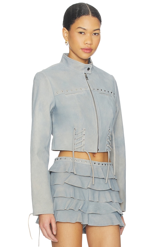 view 2 of 4 x REVOLVE Silvina Suede Biker Jacket in Distressed Blue