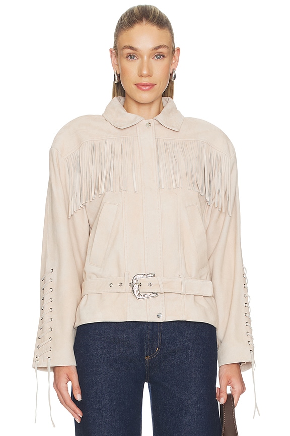 view 1 of 5 Kyel Suede Jacket in Ecru