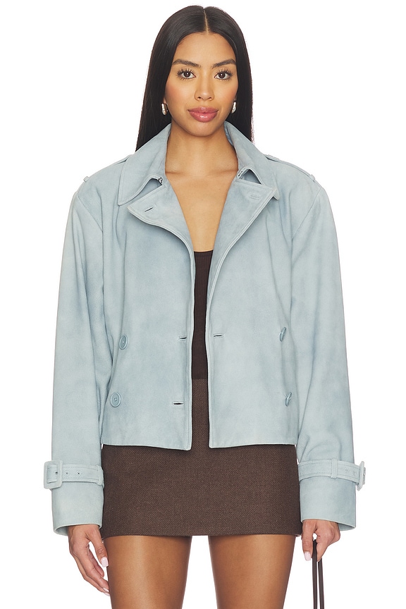 view 2 of 5 Dhana Cropped Trench Coat in Distressed Blue