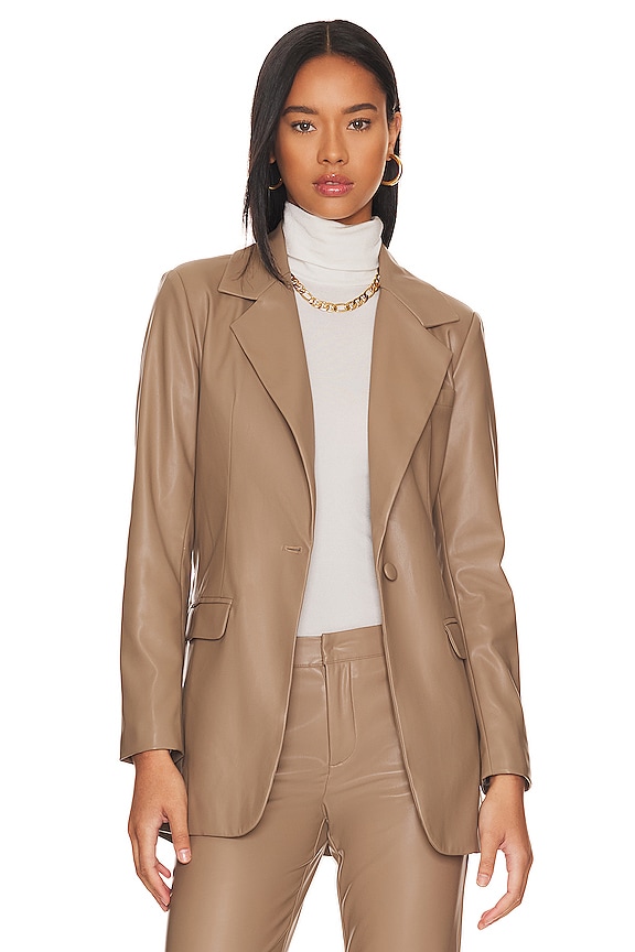 view 2 of 5 Bardot Faux Leather Belted Jacket in Taupe