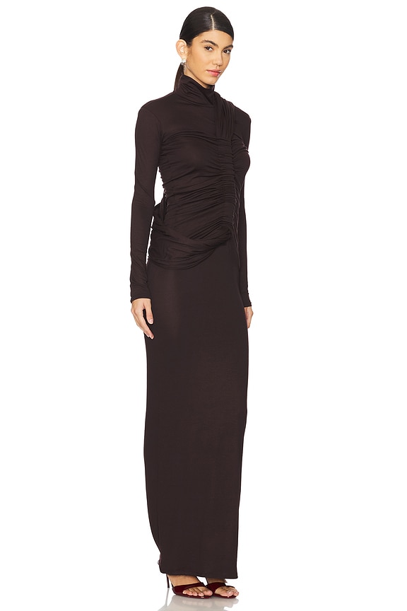 view 2 of 3 ROBE MAXI SERPENT in Chocolate Brown