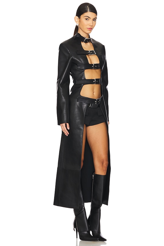 view 2 of 3 Buckle Shibari Trench Coat in Black