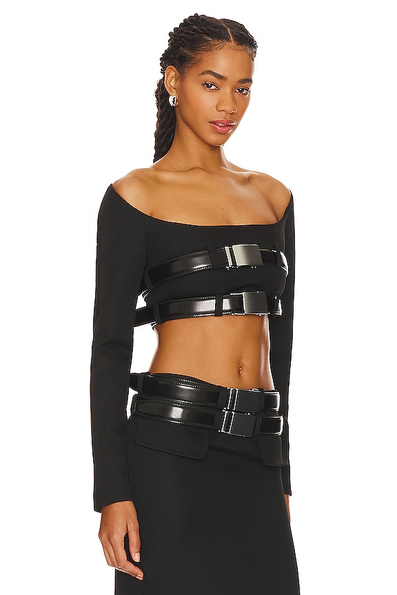 view 2 of 4 CLEAVAGE 크롭 탑 in Black