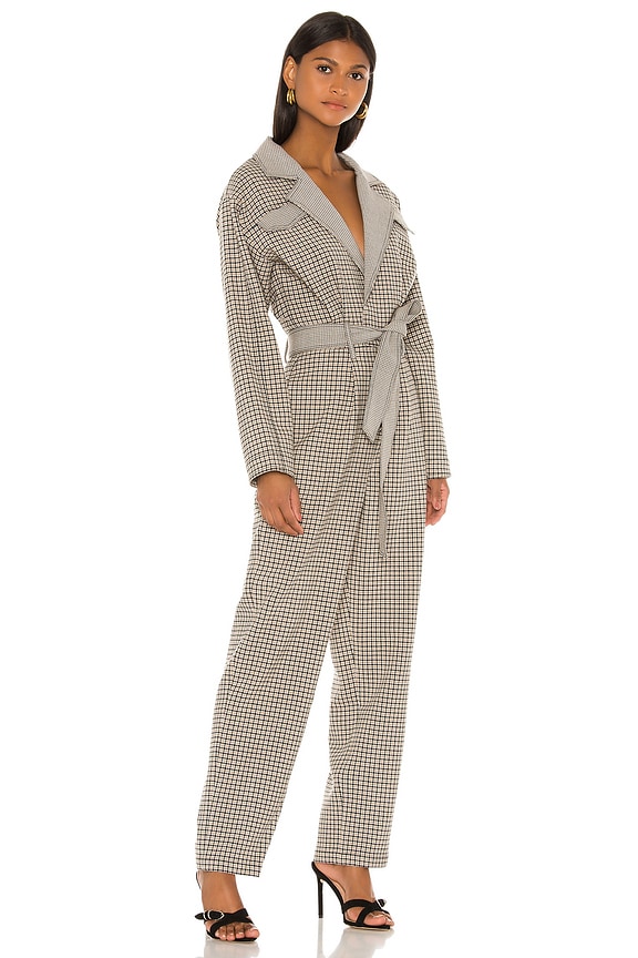 view 2 of 4 The Solange Jumpsuit in Taupe Plaid