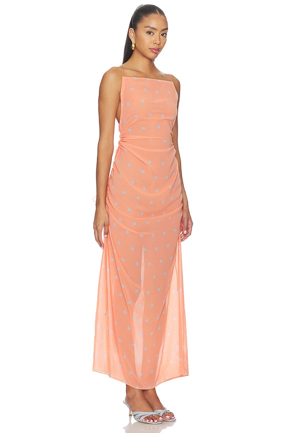 view 2 of 3 VESTIDO LARGO RAMONA in Tangerine & Blue Dot