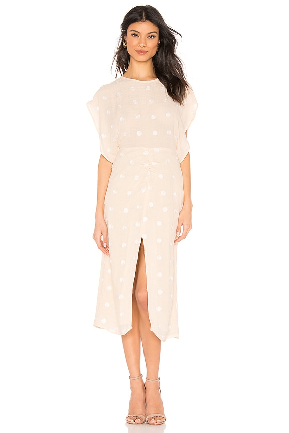 view 1 of 3 The Phoebe Midi Dress in Beige & White Dot