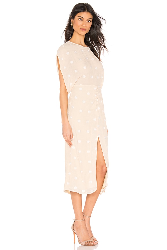 view 2 of 3 The Phoebe Midi Dress in Beige & White Dot