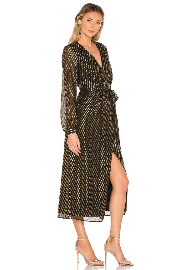 view 2 of 4 the Ana Midi Dress in Black & Gold