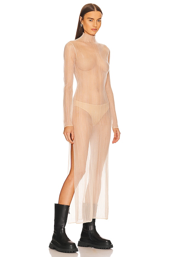 view 2 of 4 ROBE MAXI COL MONTANT TRANSPARENTE OLICIA in Nude