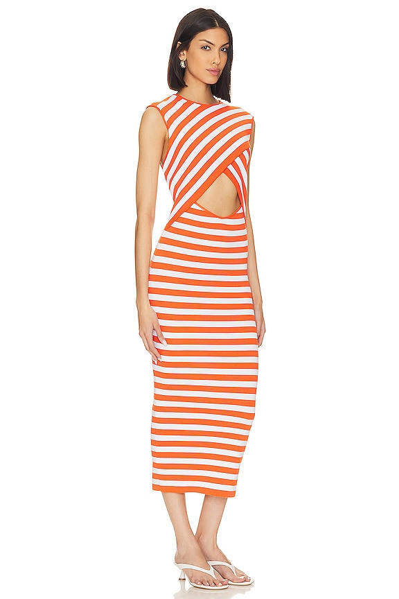 view 2 of 3 Tina Striped Midi Dress in Orange & White