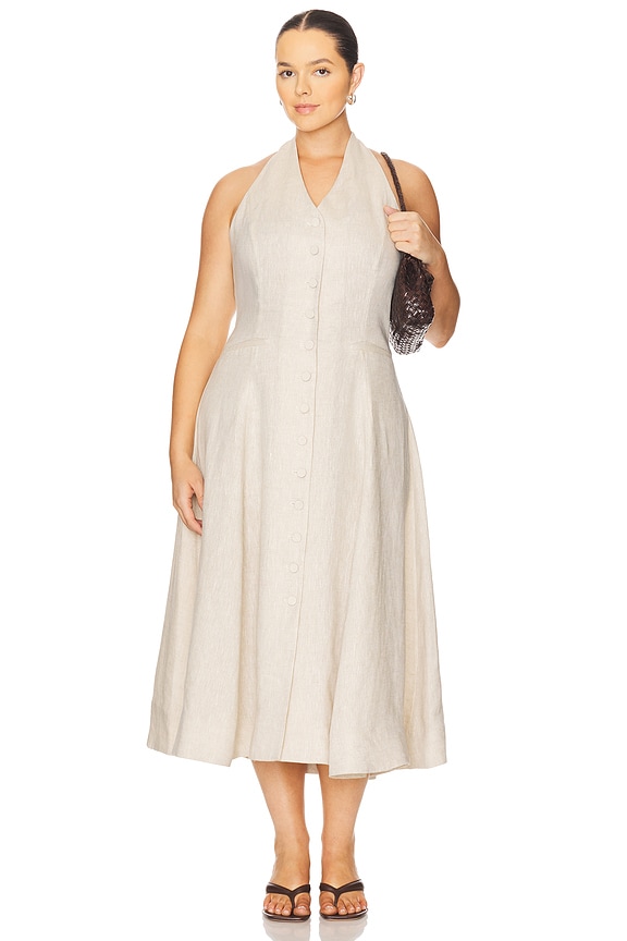 view 2 of 6 by Marianna Uma Linen Midi Dress in Natural Beige