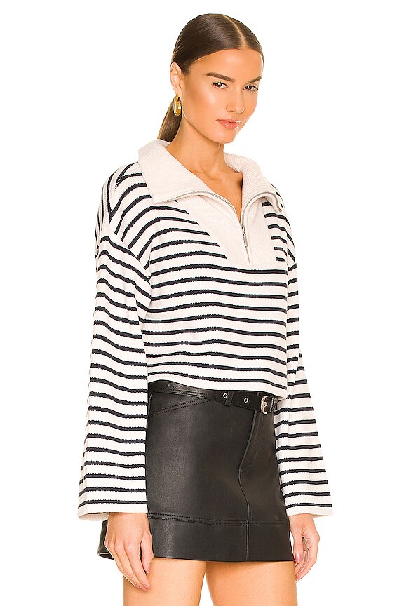 view 2 of 4 Laila Striped Half Zip Sweater in Ivory & Navy
