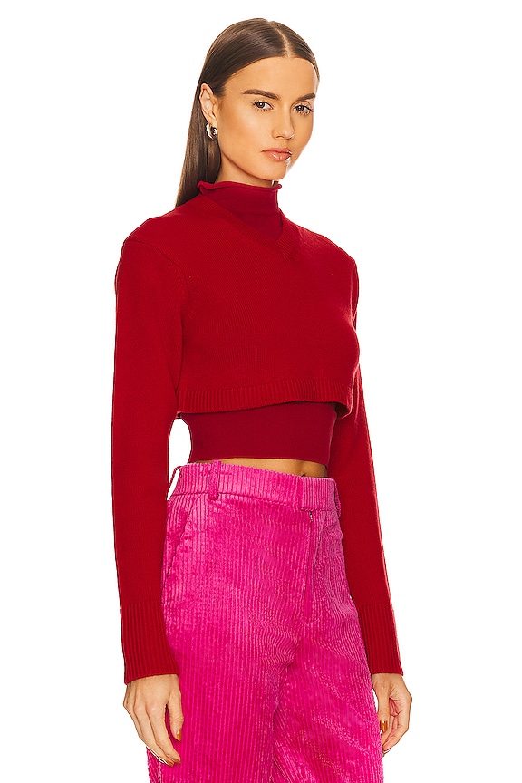 view 2 of 4 SUÉTER CORTO CON CUELLO EN V PATTON in Red