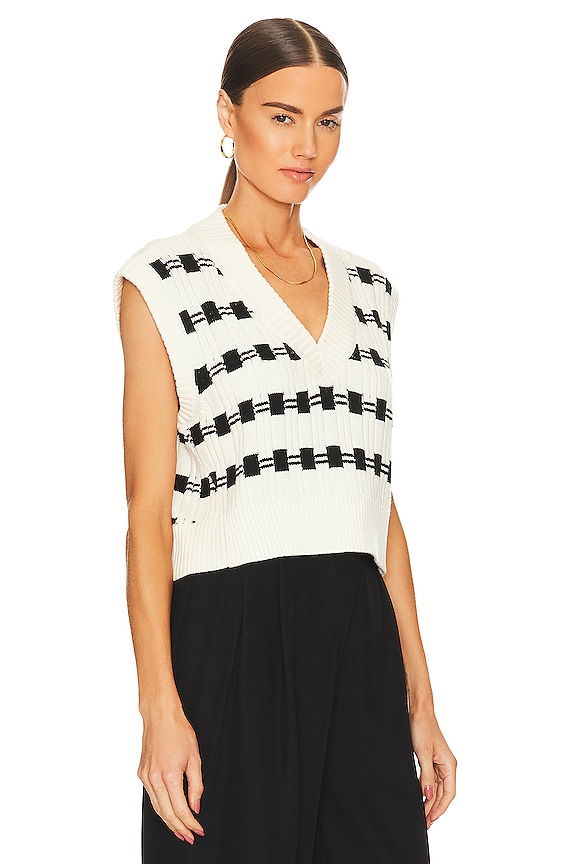 view 2 of 4 Danelea Cropped Vest in Ivory & Black