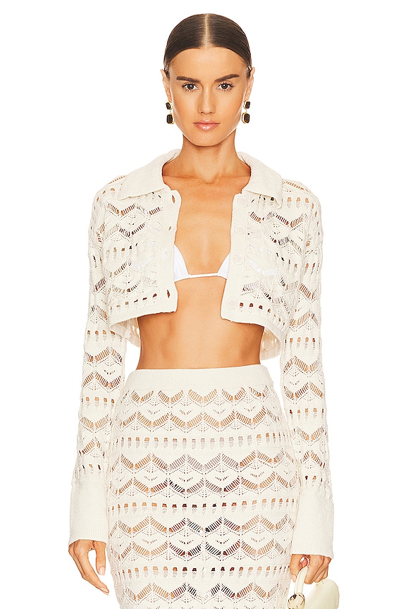 view 2 of 5 Talmai Pointelle Cropped Cardigan in Ivory