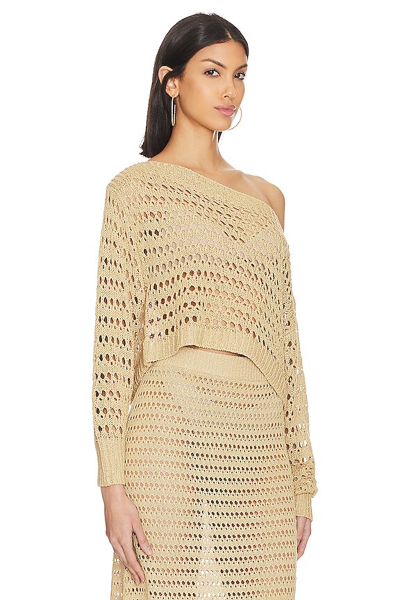 view 2 of 4 Jalisa Open Stitch Sweater in Tan