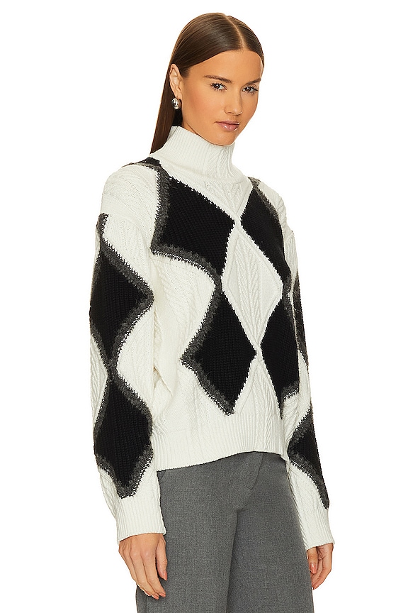 view 2 of 4 Elvan Argyle Sweater in Black & White