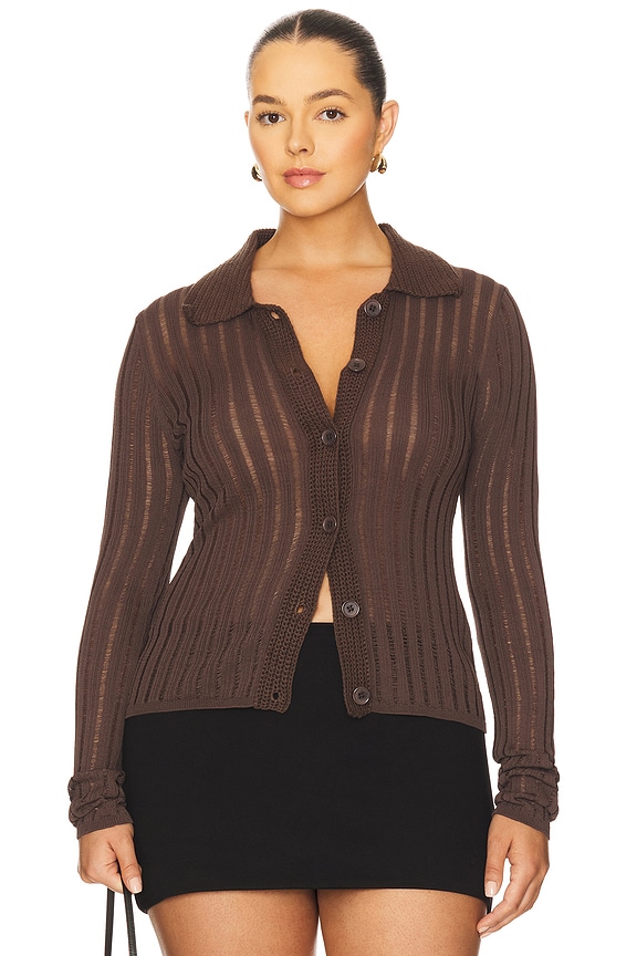 view 2 of 8 by Marianna Olivie Cardigan in Chocolate Brown