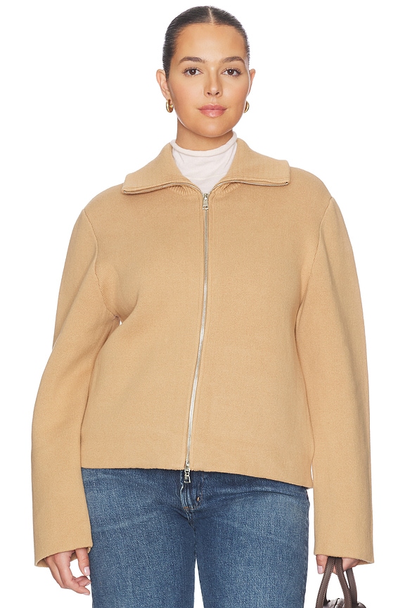 view 2 of 8 by Marianna Avey Zip Cardigan in Light Brown