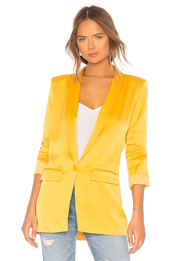 view 2 of 5 FLEUR サテンブレザー in Mustard Yellow