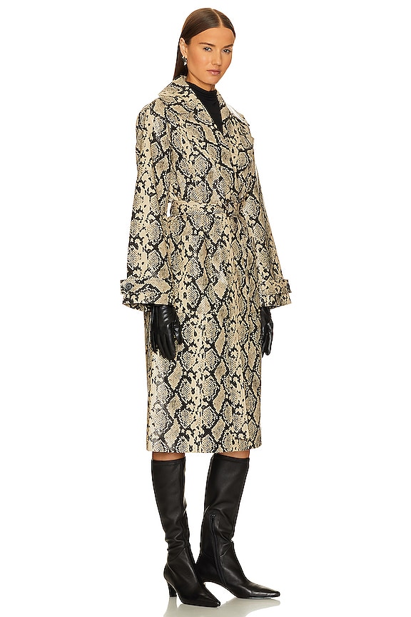 view 2 of 3 Jo Faux Snakeskin Trench in Beige Snake