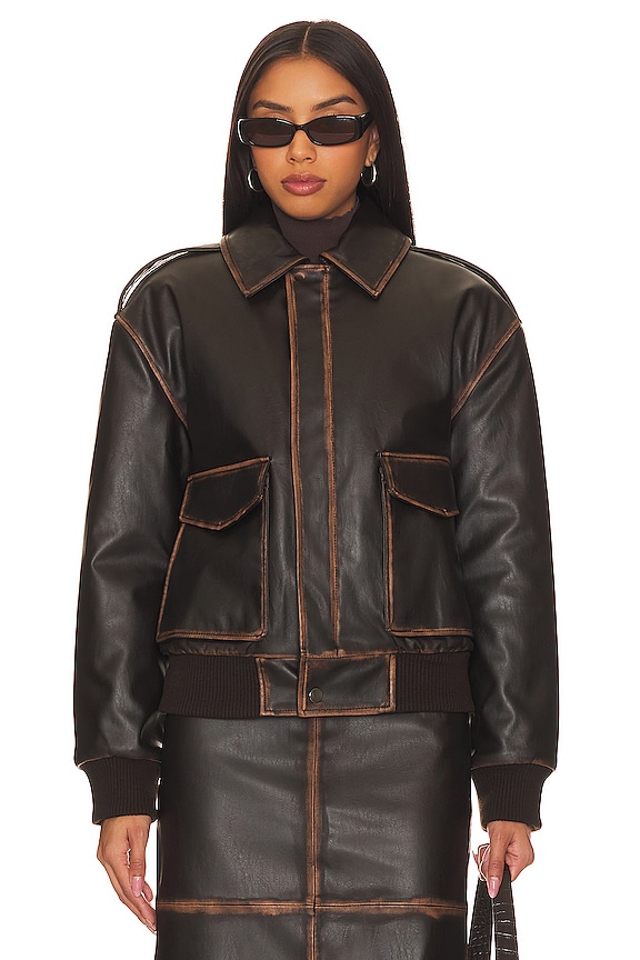 view 2 of 5 Bo Faux Leather Jacket in Brown
