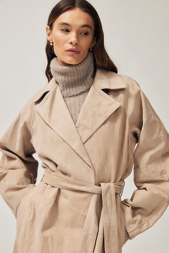 by Marianna Kofi Suede Trench Coat L'Academie