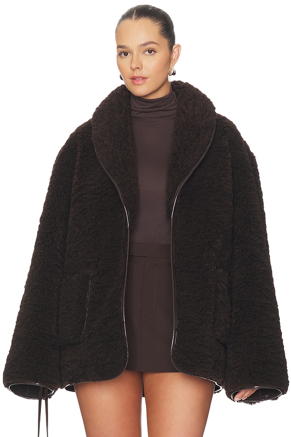 L'Academie Neriah Reversible Faux Leather Jacket in Chocolate